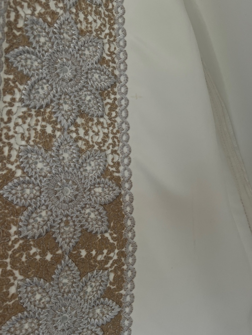 Vintage Silk Heavily Embroidered Kaftan/Duster/Robe Open Front Boho Resort Ivory - Picture 9 of 11